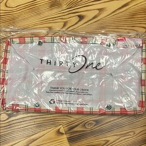 Thirty-One Red and White Plaid medium utility tote